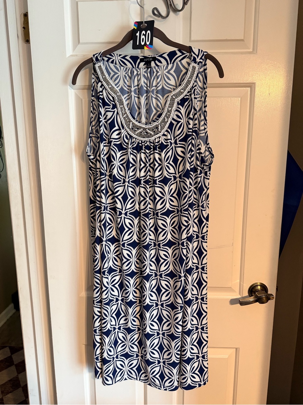 Apt. 9 Navy and White Geometric Sleeveless Dress
